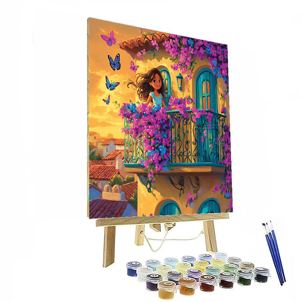 Isabela Flower Vine Balcony Bloom Disney Inspired Paint by numbers art