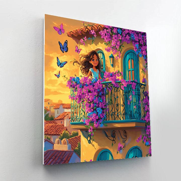 Isabela Flower Vine Balcony Bloom Disney Inspired Paint by numbers art