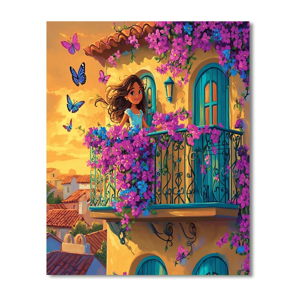 Isabela Flower Vine Balcony Bloom Disney Inspired Paint by numbers art