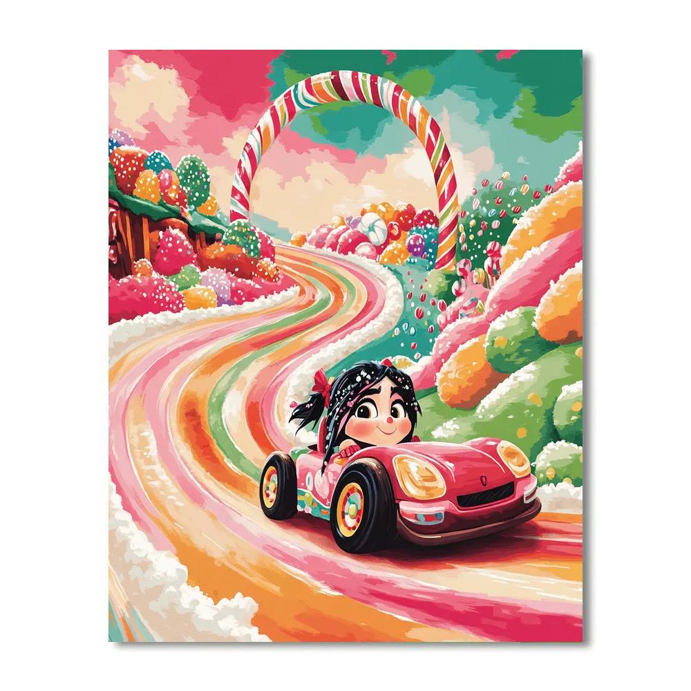 Vanellope Sugar Speedway Drift Disney Inspired Number painting