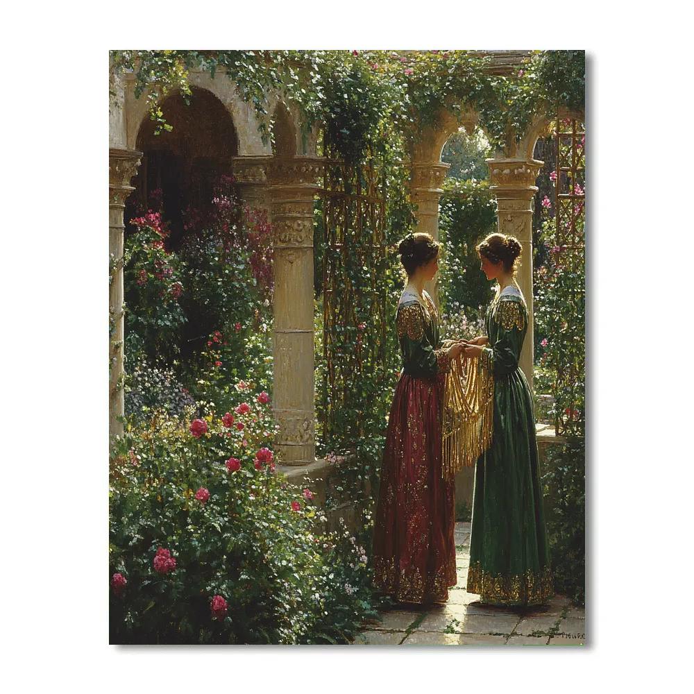 Edward Burne Jones Inspired Garden Of Roses Number painting