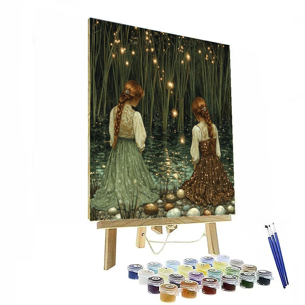 John William Waterhouse Inspired Nymphs At Stream Number painting