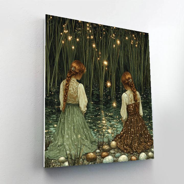 John William Waterhouse Inspired Nymphs At Stream Number painting