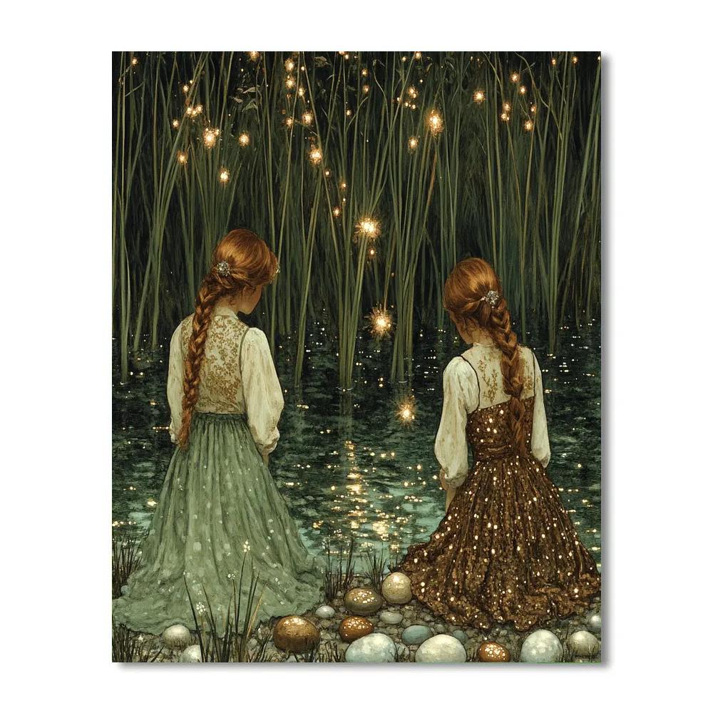 John William Waterhouse Inspired Nymphs At Stream Number painting