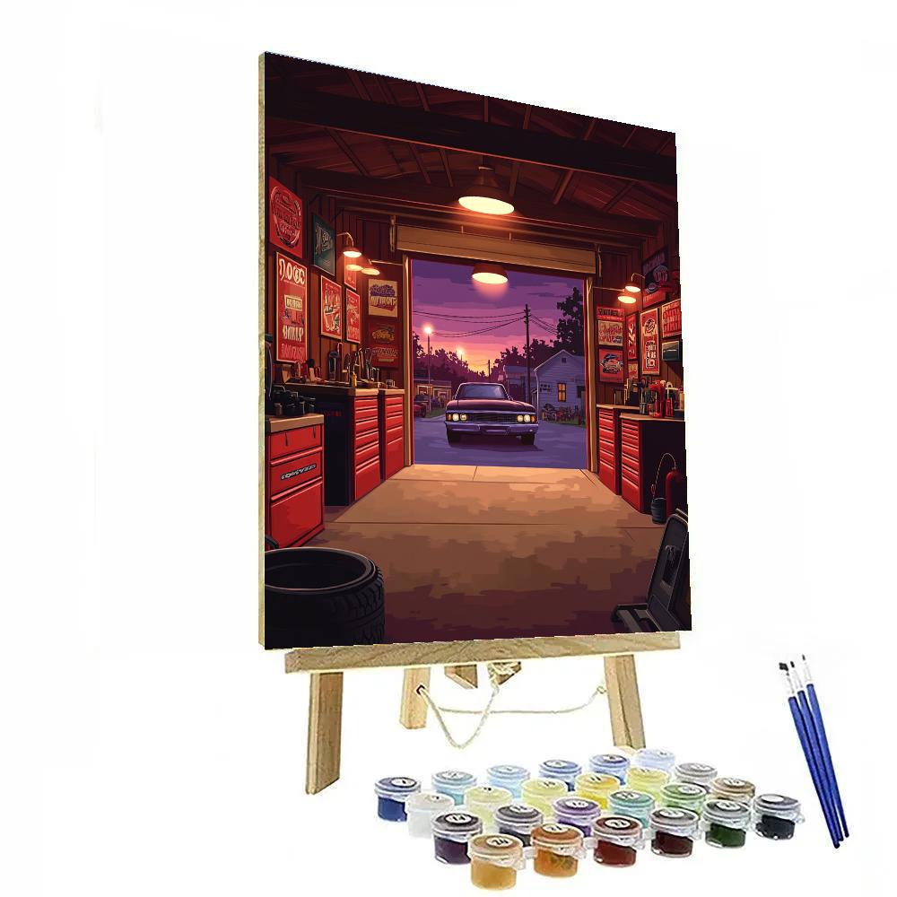Doc Hudson Quiet Garage Tune Up Disney Inspired Painting by numbers kit