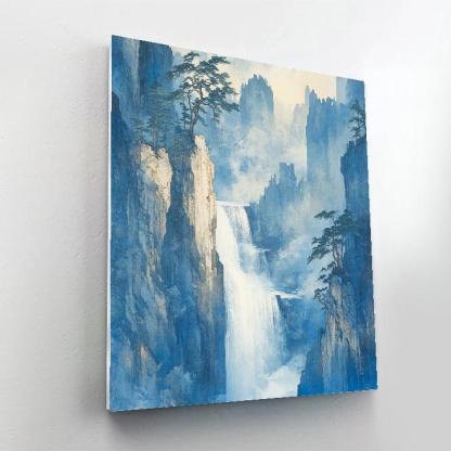 Hokusai Inspired Pine And Waterfall Mist Number painting
