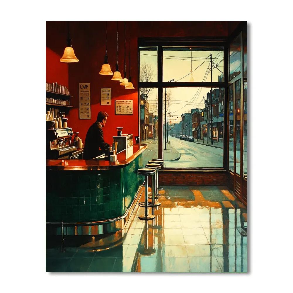 Edward Hopper Inspired Morning Coffee Window DIY paint by numbers