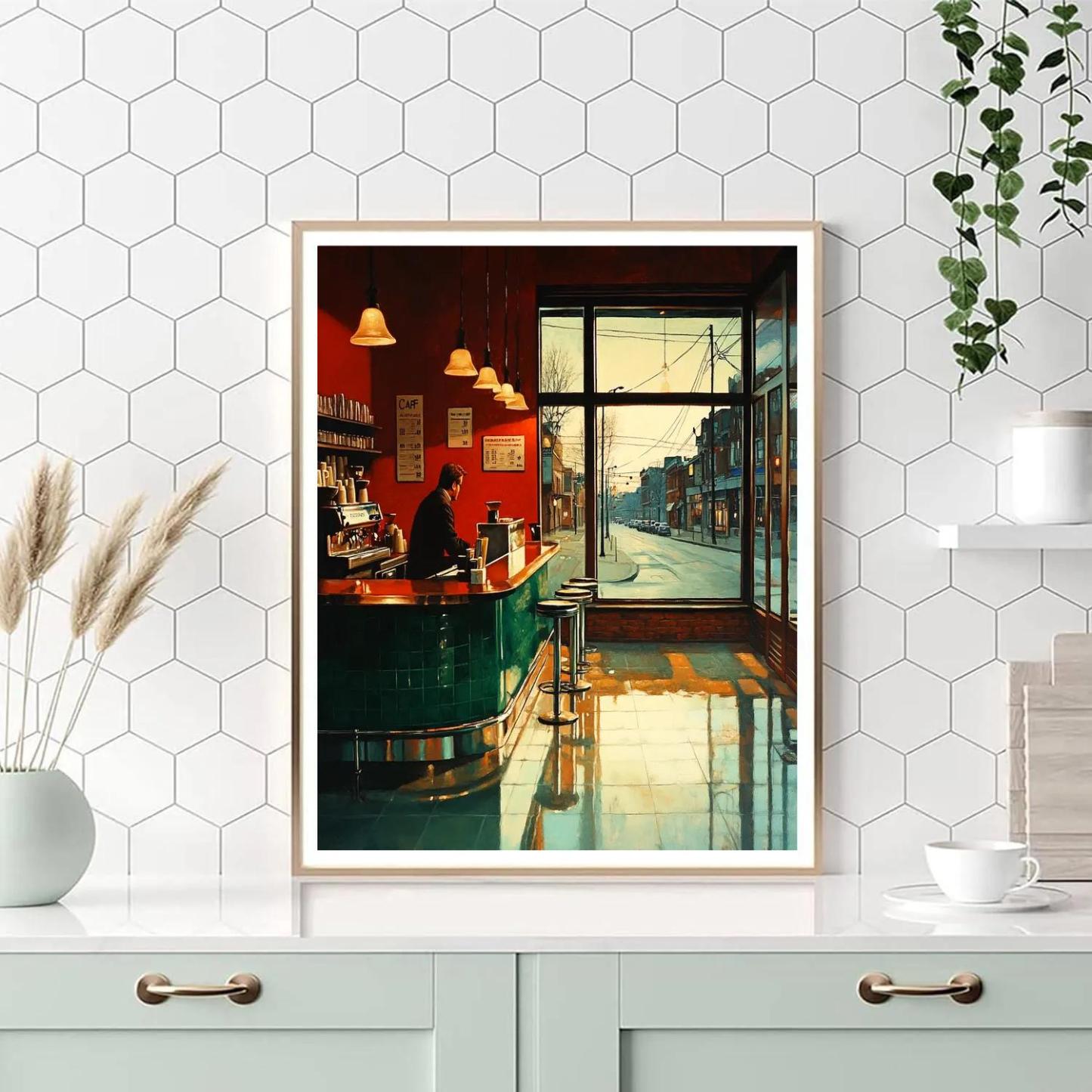 Edward Hopper Inspired Morning Coffee Window DIY paint by numbers