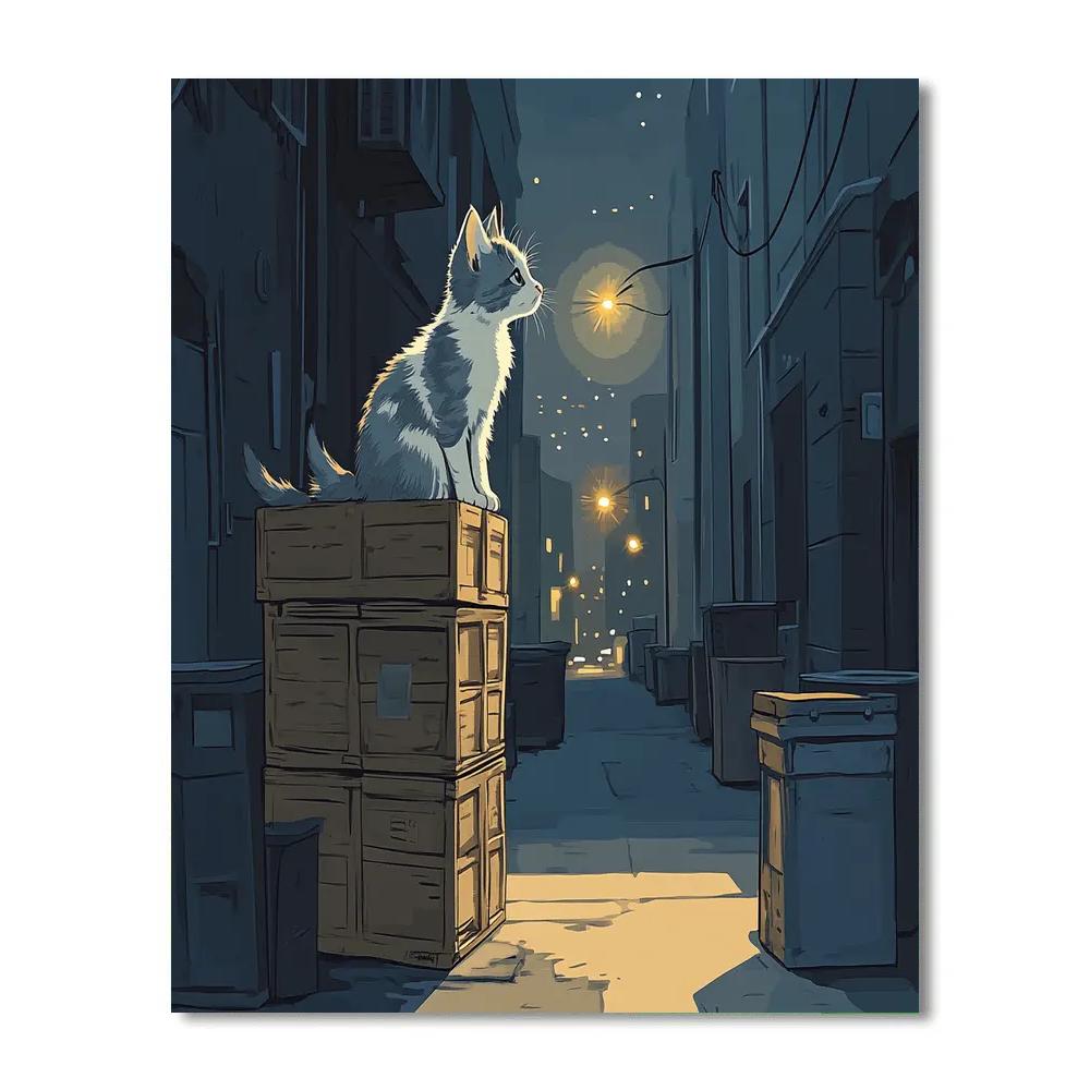 Mittens Alleyway Moonbeam Perch Disney Inspired paint by number
