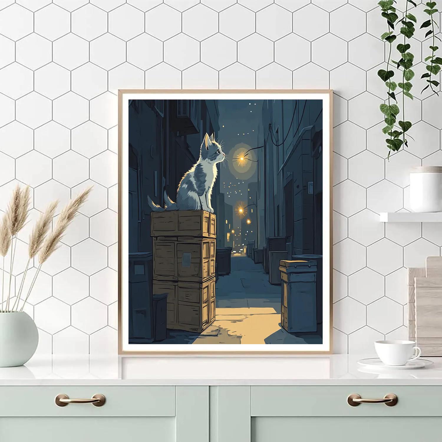 Mittens Alleyway Moonbeam Perch Disney Inspired paint by number