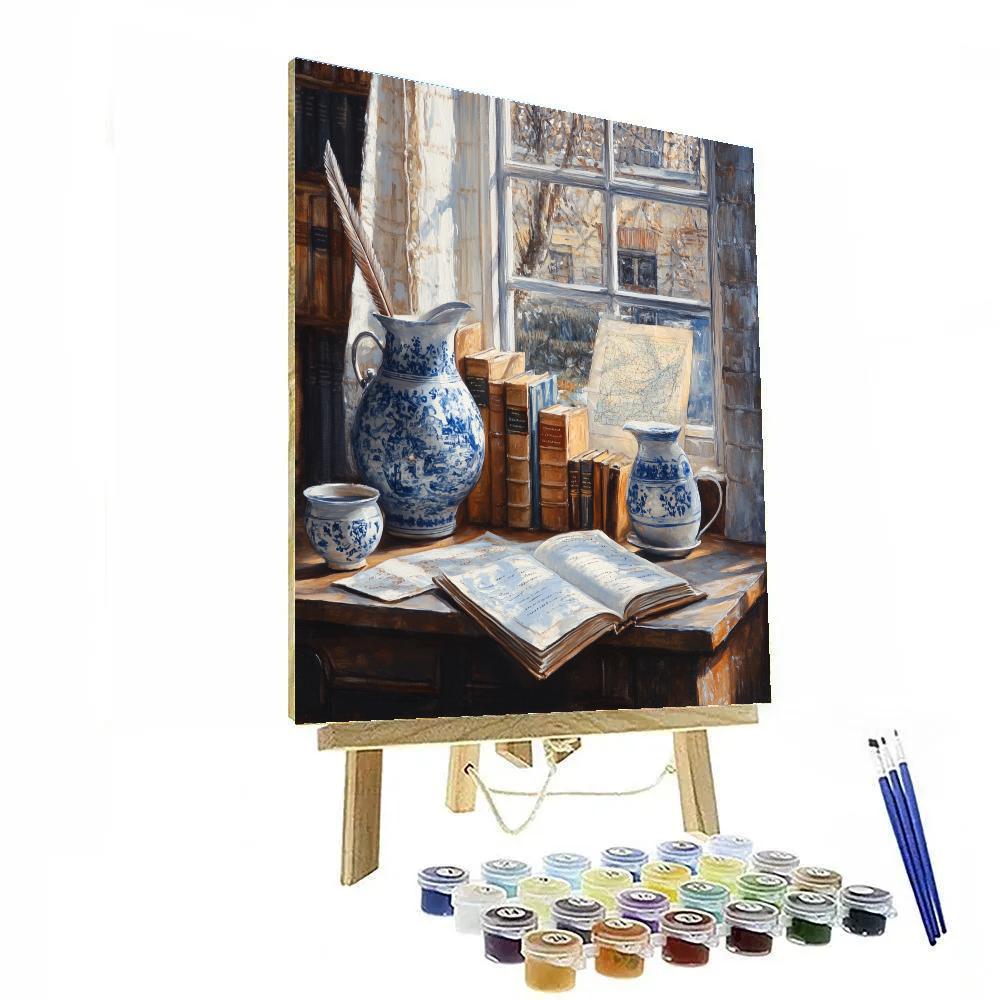 Vermeer Inspired Pearl Library Light Paint by numbers art