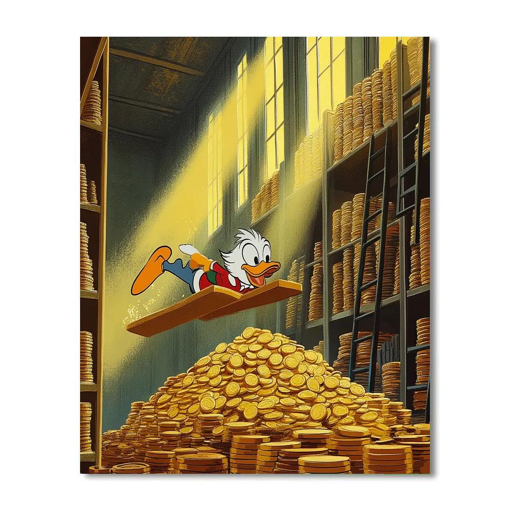 Scrooge McDuck Vault Dive Surprise Disney Inspired paint by numbers