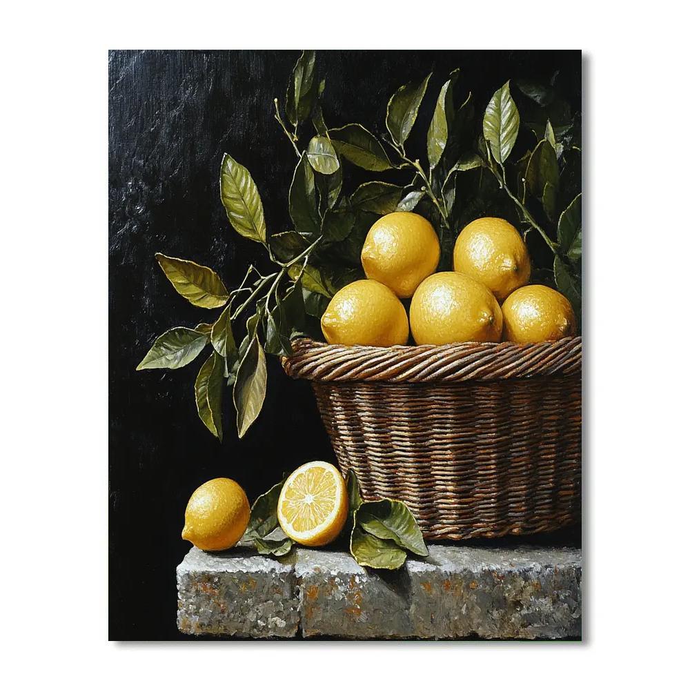 Caravaggio Inspired Basket Of Citrus DIY paint by numbers