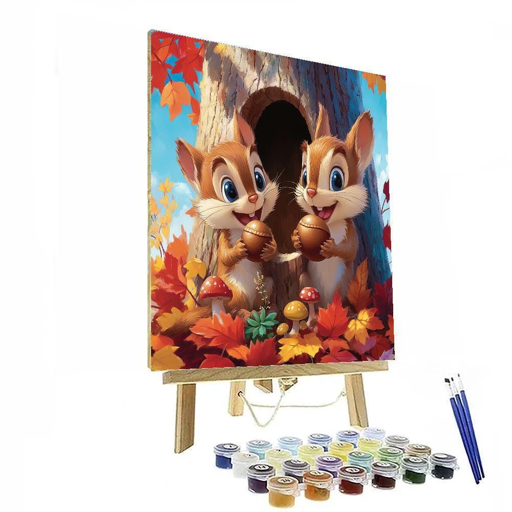 Chip And Dale Acorn Tree Trunk Hideout Disney Inspired paint by color