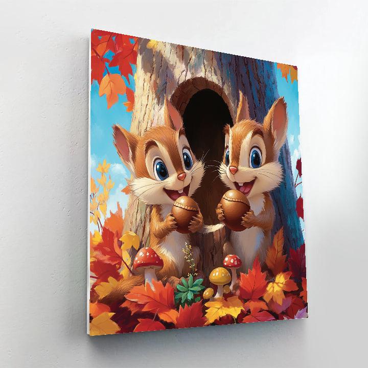 Chip And Dale Acorn Tree Trunk Hideout Disney Inspired paint by color