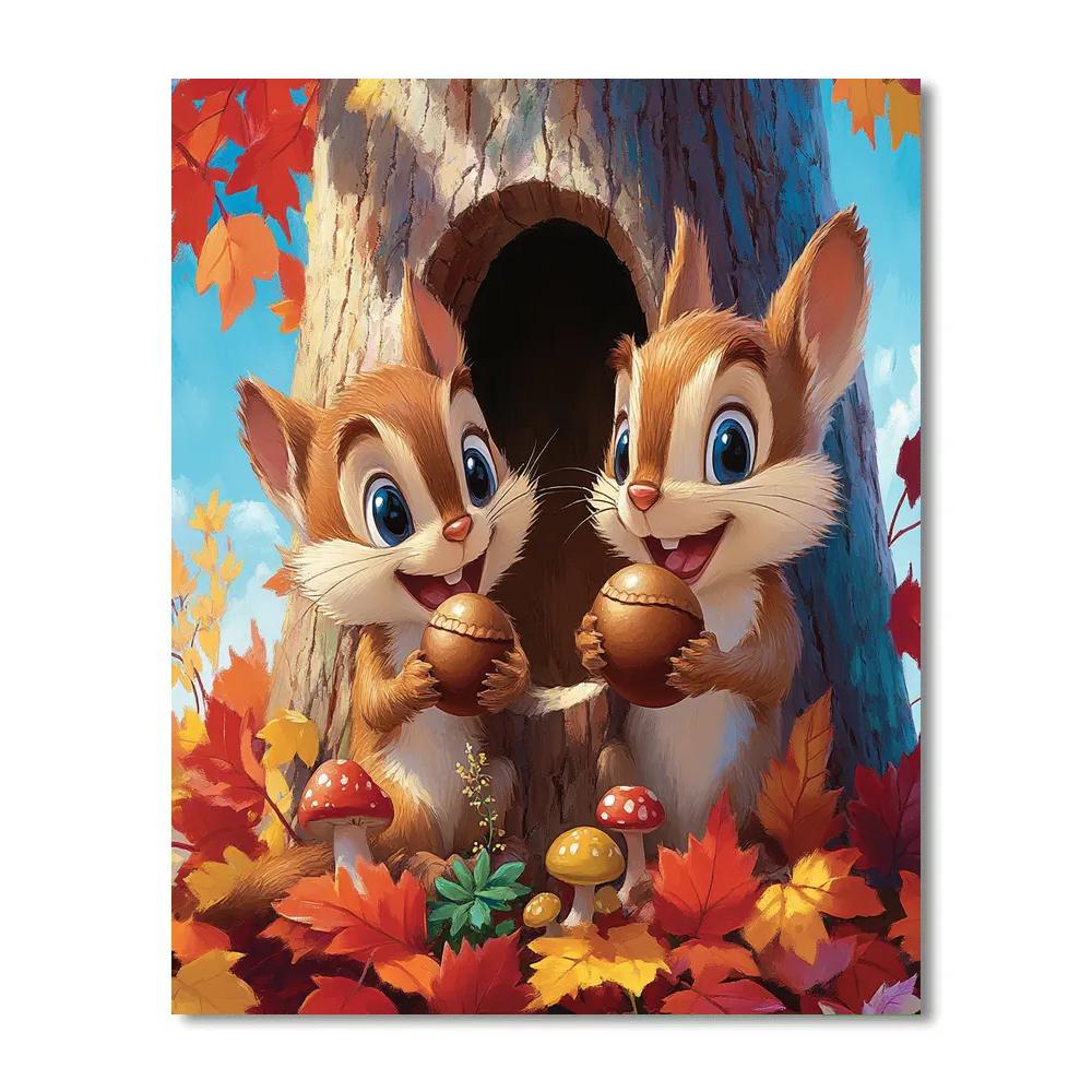 Chip And Dale Acorn Tree Trunk Hideout Disney Inspired paint by color