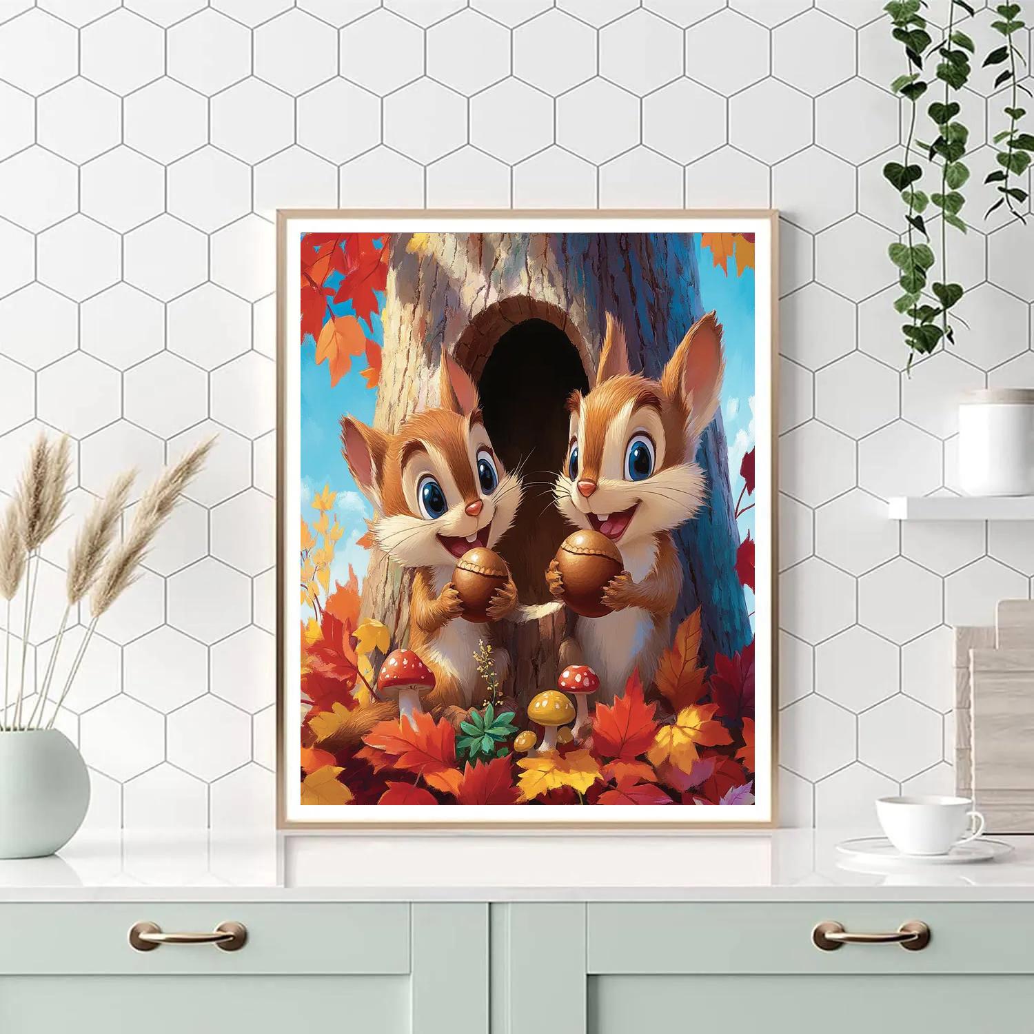 Chip And Dale Acorn Tree Trunk Hideout Disney Inspired paint by color