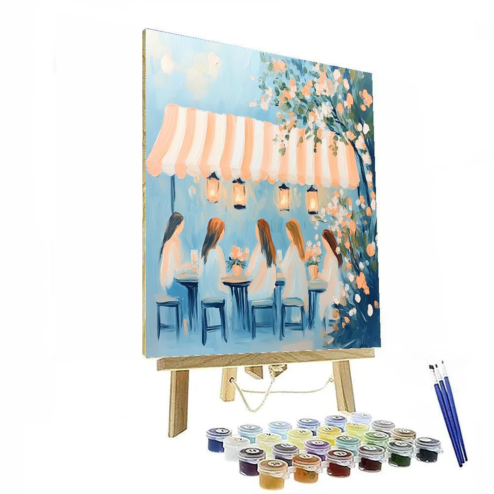 Renoir Inspired Cafe Terrace Laughter paint by number