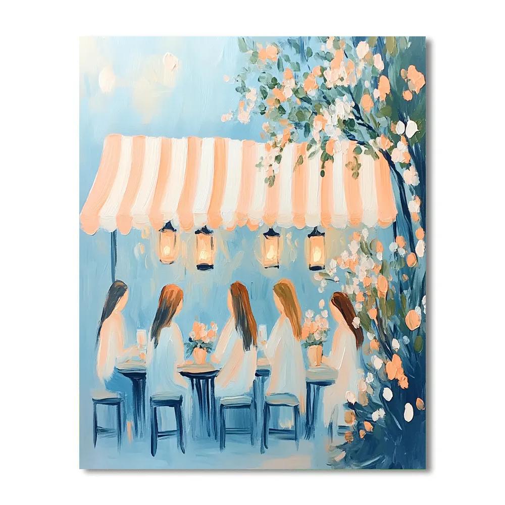 Renoir Inspired Cafe Terrace Laughter paint by number