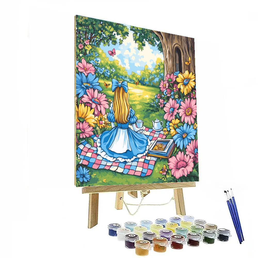 Alice Curious Flower Meadow Picnic Disney Inspired Painting by numbers kit