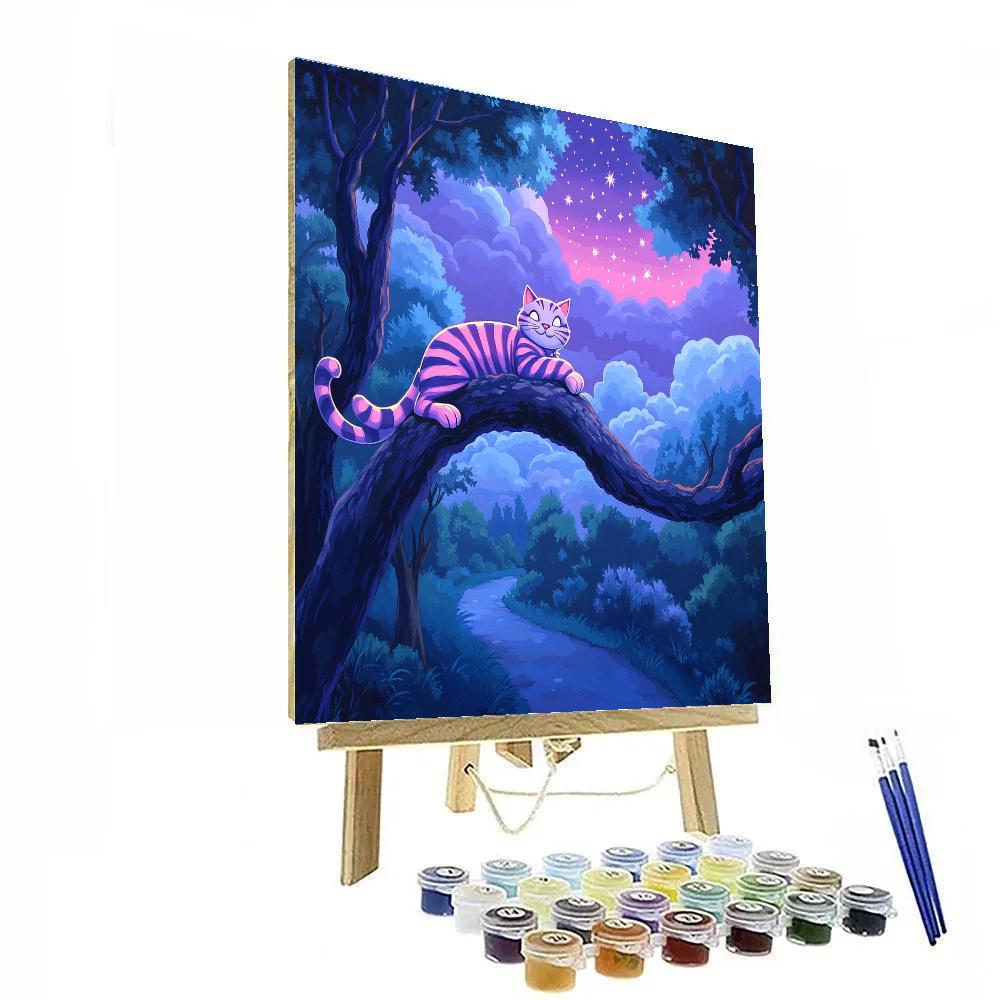 Cheshire Cat Moonlit Tree Grin Disney Inspired paint by numbers