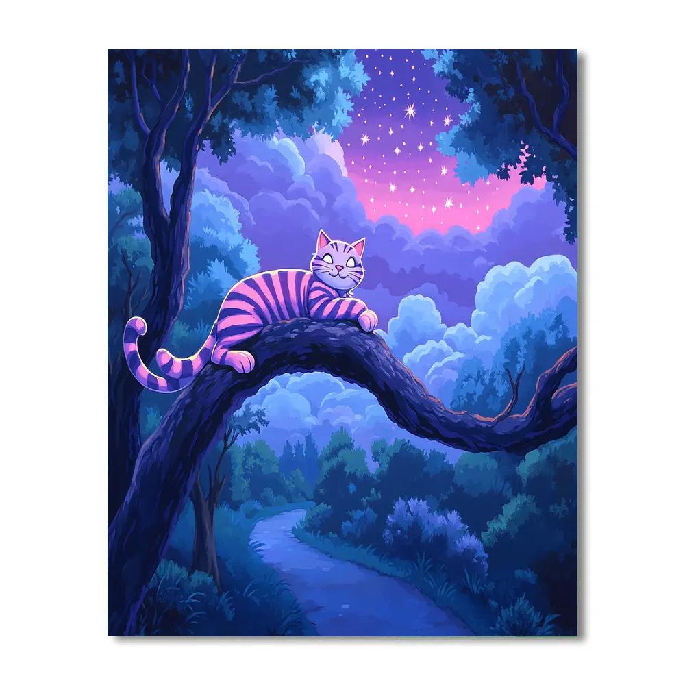 Cheshire Cat Moonlit Tree Grin Disney Inspired paint by numbers
