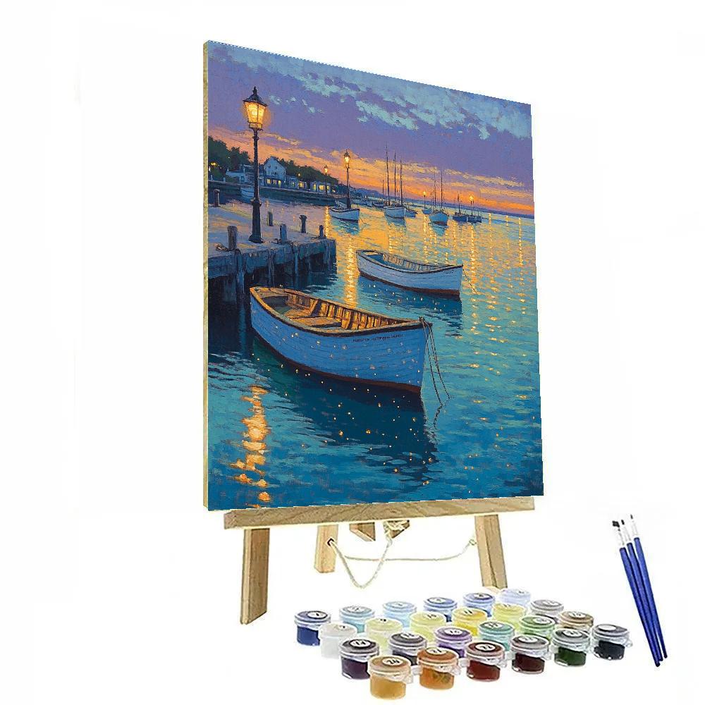 Seurat Inspired Evening Harbor Lights DIY paint by numbers