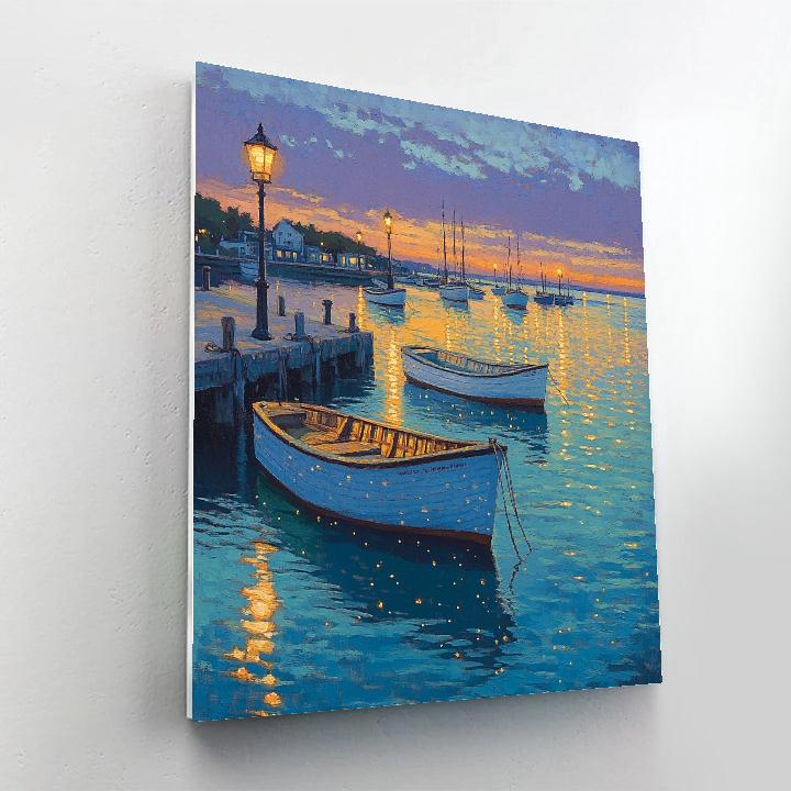 Seurat Inspired Evening Harbor Lights DIY paint by numbers