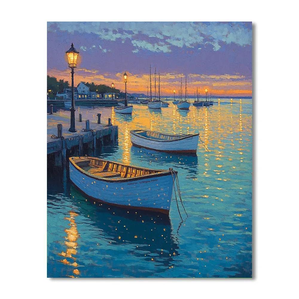 Seurat Inspired Evening Harbor Lights DIY paint by numbers