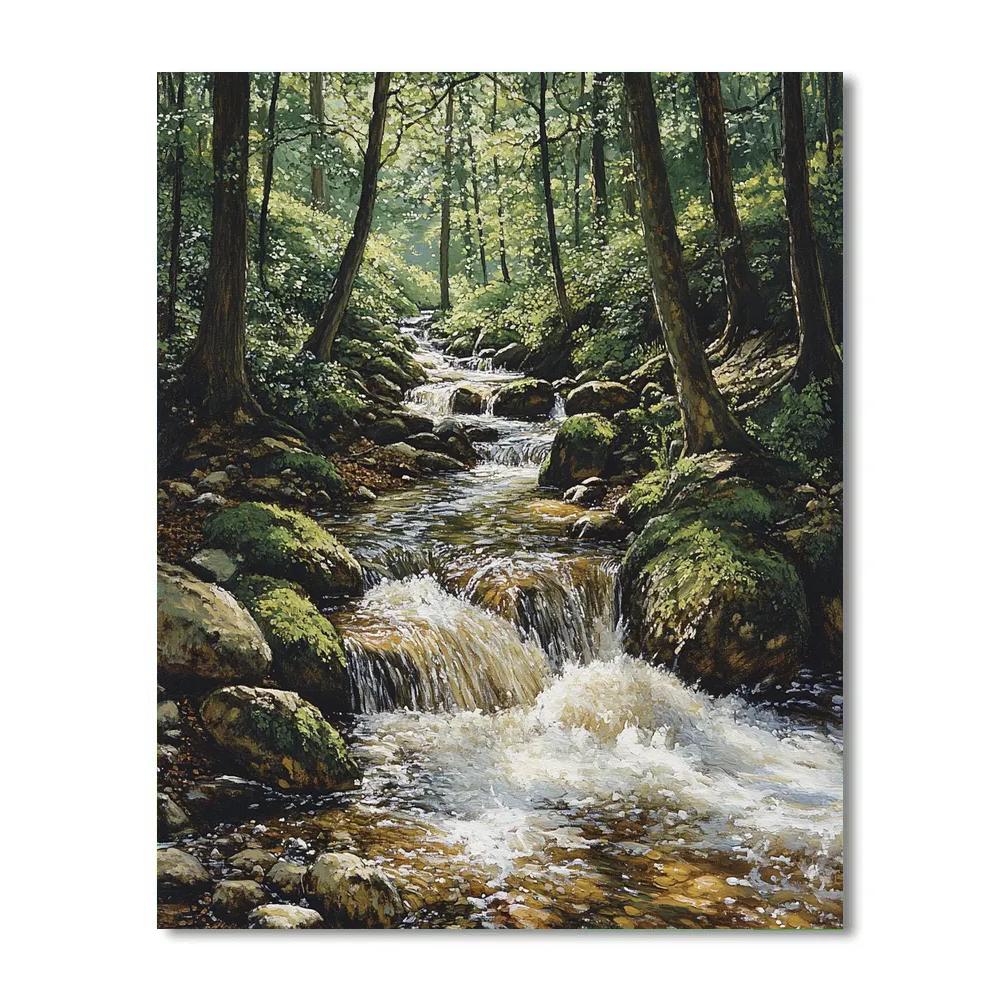 Courbet Inspired Forest Brook Numbered painting kits