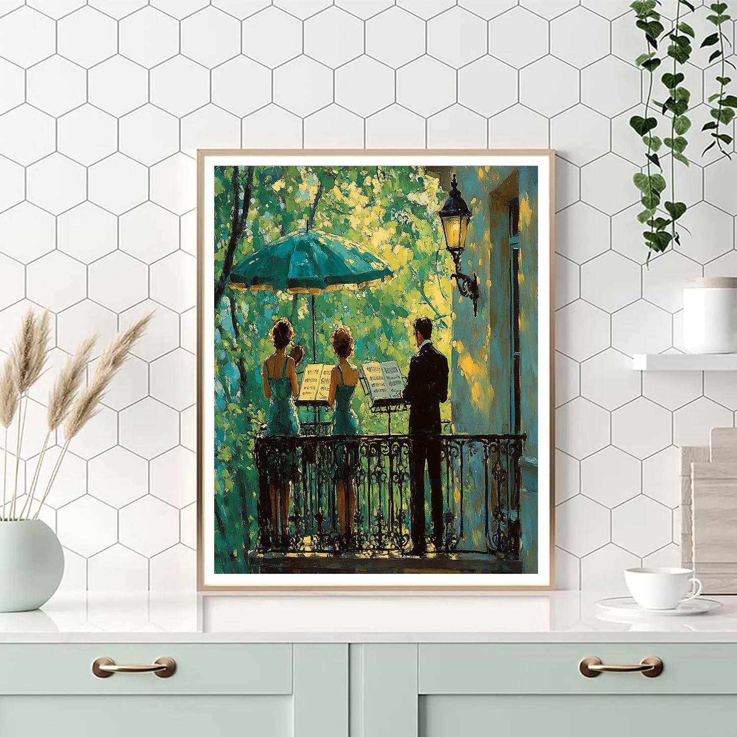 Manet Inspired Balcony Musicians Number painting
