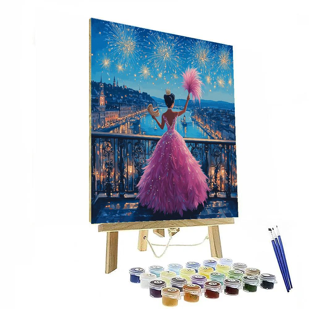 Charlotte La Bouff Masquerade Balcony Twirl Disney Inspired Number painting