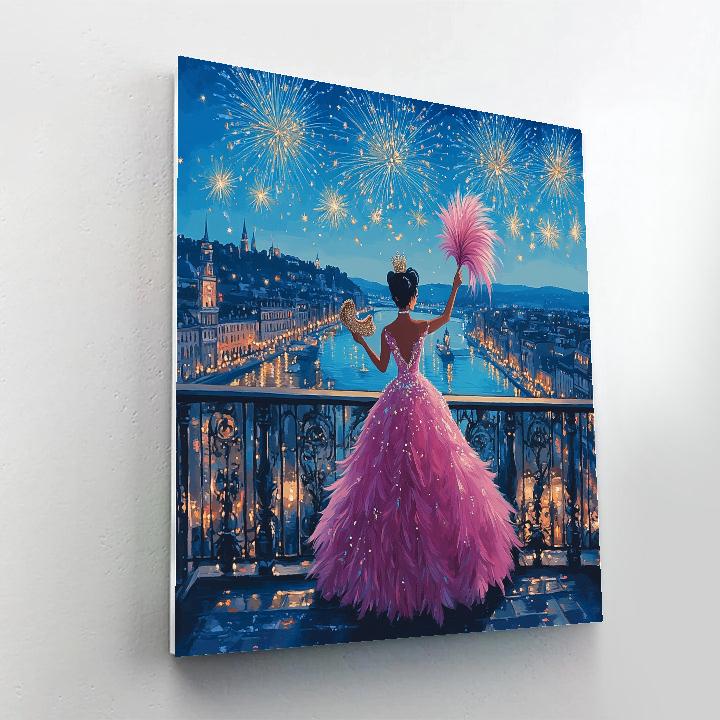 Charlotte La Bouff Masquerade Balcony Twirl Disney Inspired Number painting