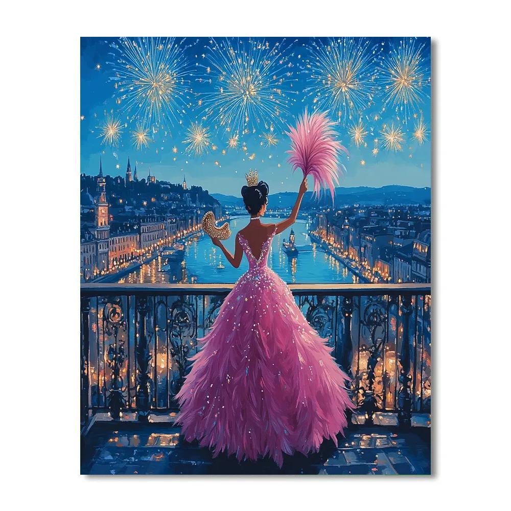 Charlotte La Bouff Masquerade Balcony Twirl Disney Inspired Number painting