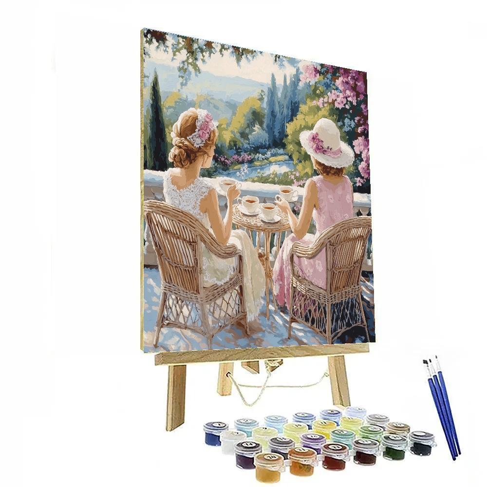 Mary Cassatt Inspired Tea On The Veranda paint by number