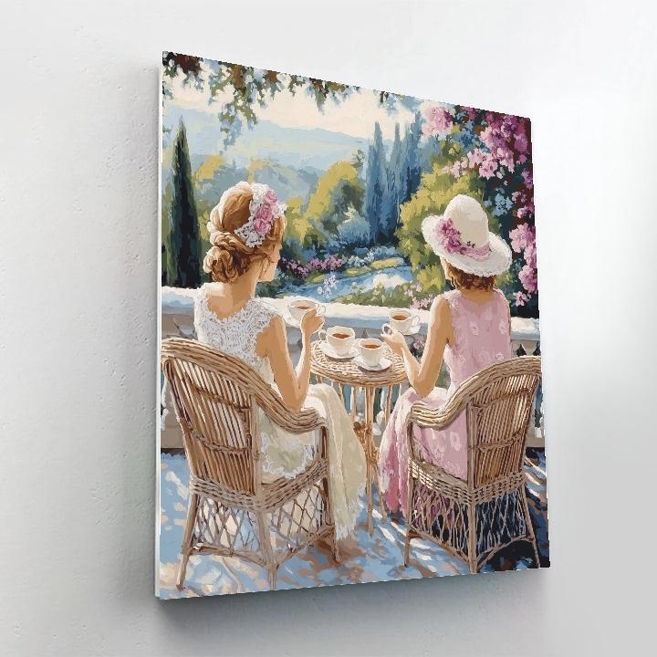 Mary Cassatt Inspired Tea On The Veranda paint by number