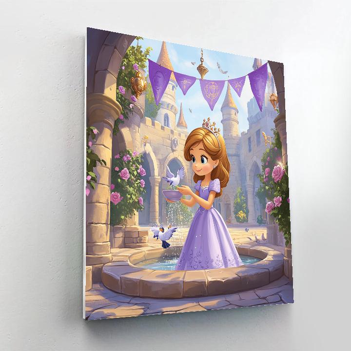 Sofia Royal Castle Courtyard Friends Disney Inspired Painting by numbers kit