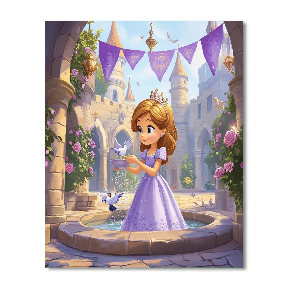 Sofia Royal Castle Courtyard Friends Disney Inspired Painting by numbers kit