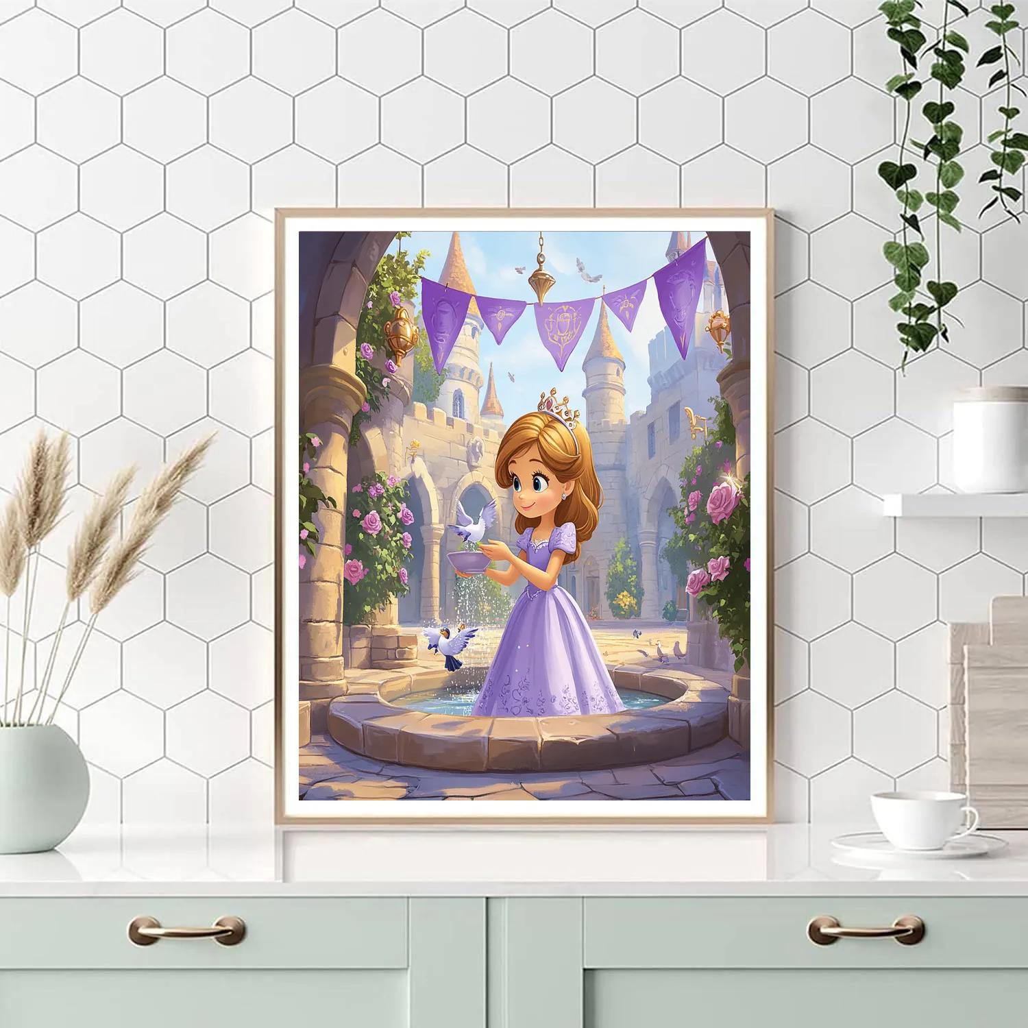 Sofia Royal Castle Courtyard Friends Disney Inspired Painting by numbers kit