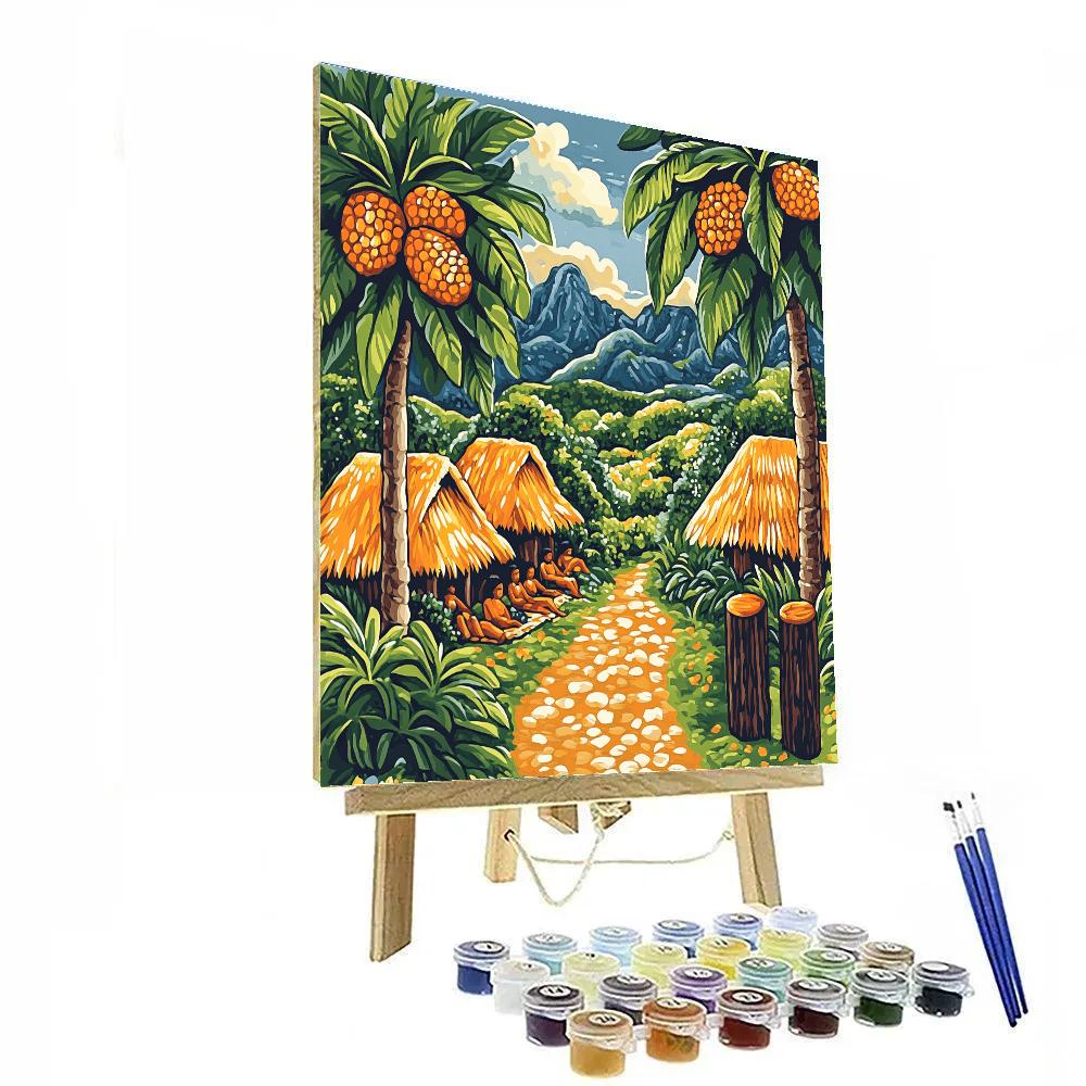 Gauguin Inspired Red Earth Village paint by numbers