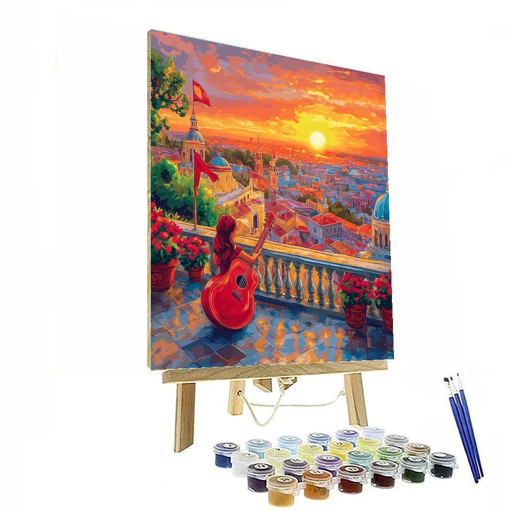 Elena Of Avalor Sunset Guitar Terrace Disney Inspired paint by color