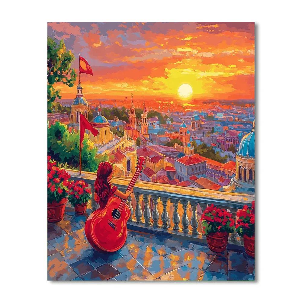 Elena Of Avalor Sunset Guitar Terrace Disney Inspired paint by color