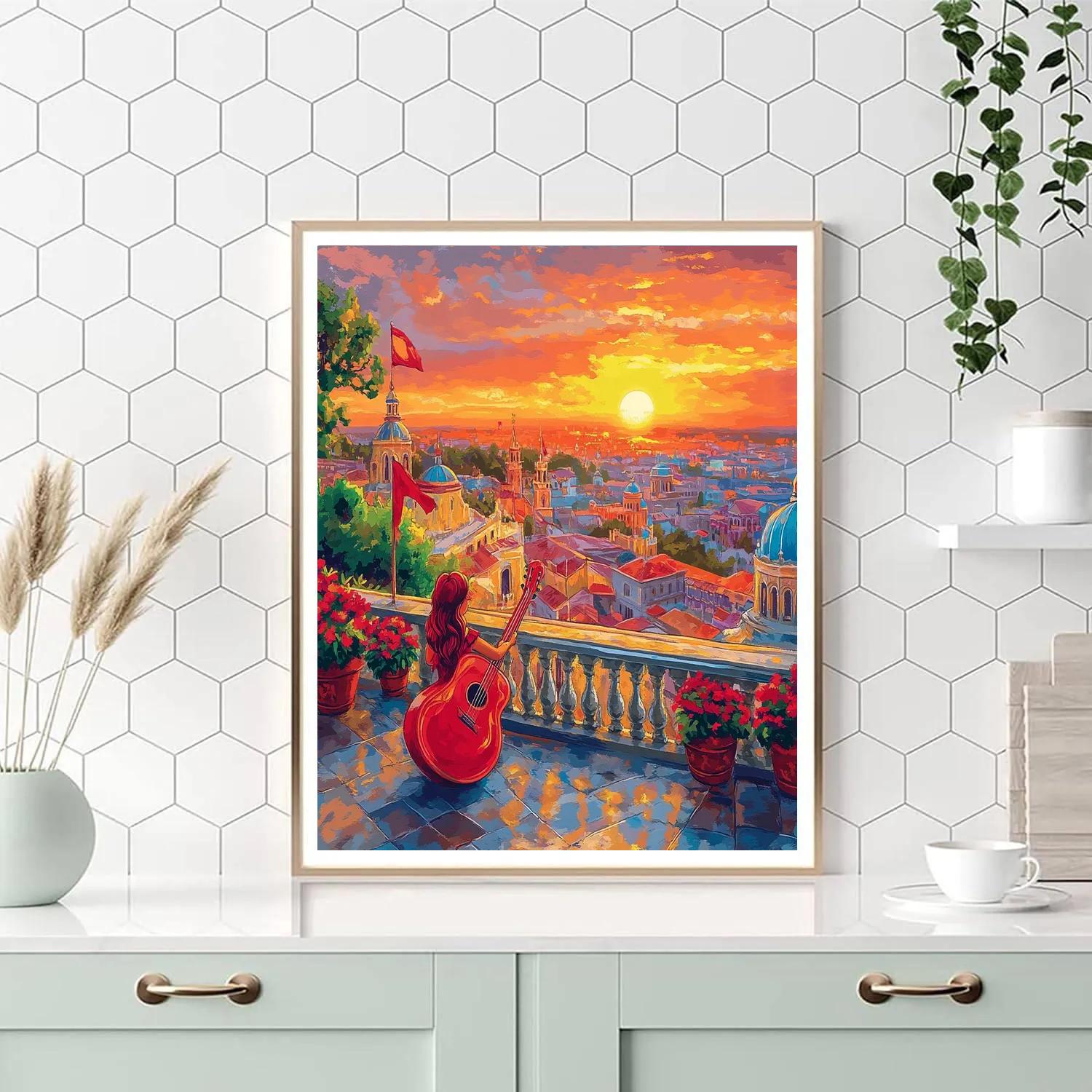 Elena Of Avalor Sunset Guitar Terrace Disney Inspired paint by color