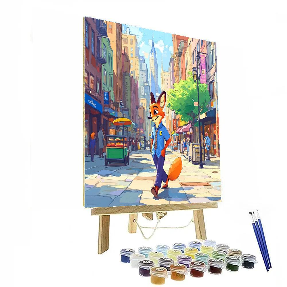 Nick Wilde City Street Smooth Stroll Disney Inspired Number painting