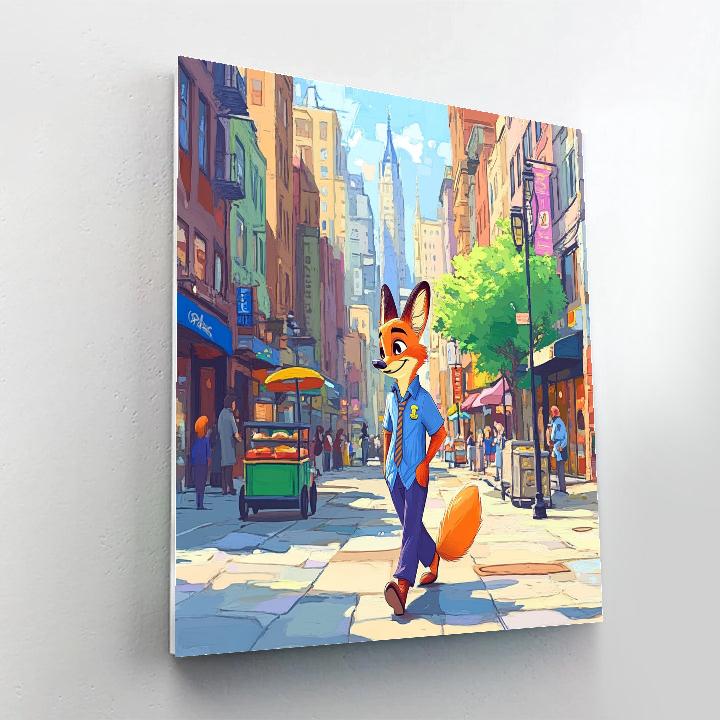 Nick Wilde City Street Smooth Stroll Disney Inspired Number painting