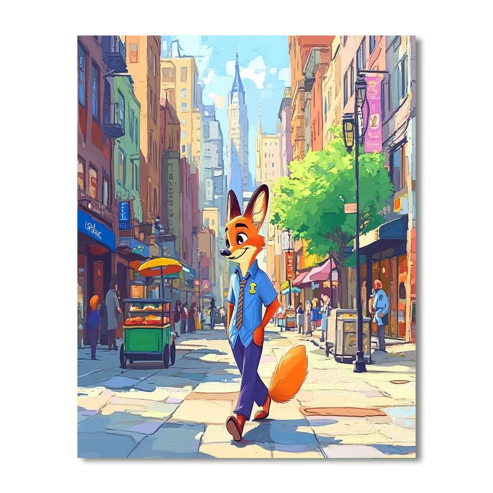 Nick Wilde City Street Smooth Stroll Disney Inspired Number painting