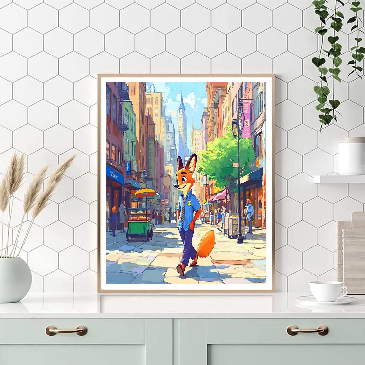 Nick Wilde City Street Smooth Stroll Disney Inspired Number painting