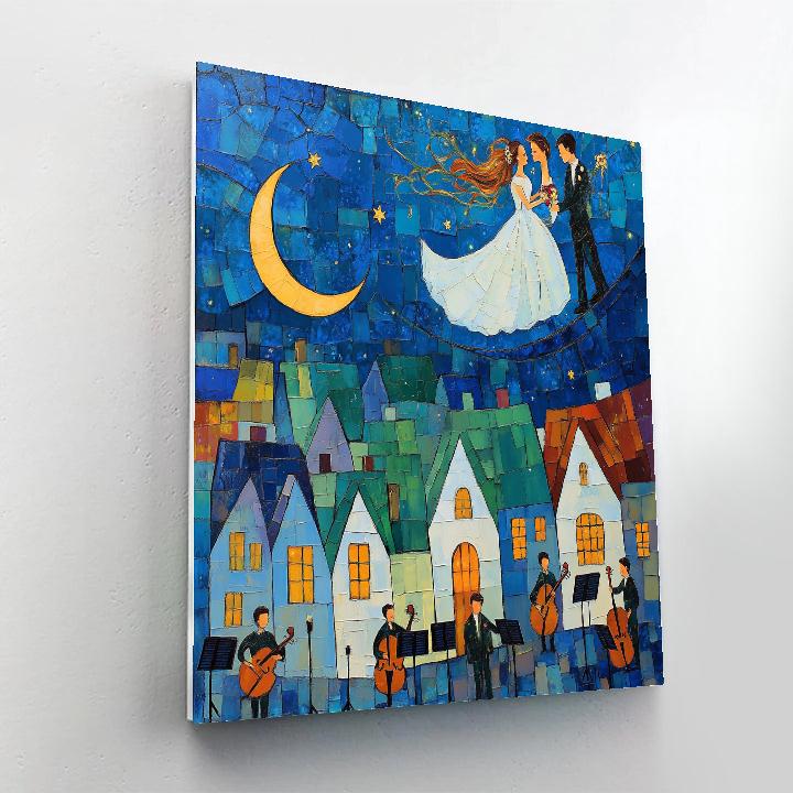 Chagall Inspired Blue Wedding Village Paint by numbers art