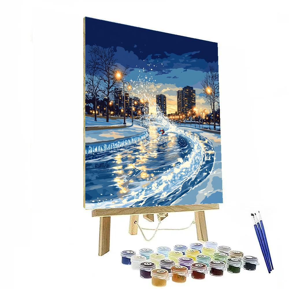 Frozone Frozen Fountain City Slide Disney Inspired Numbered painting kits