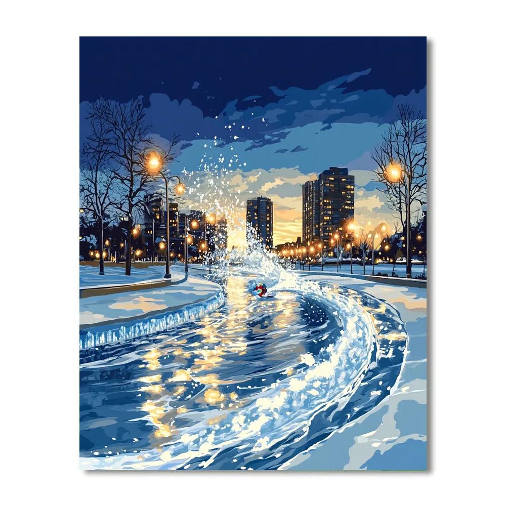 Frozone Frozen Fountain City Slide Disney Inspired Numbered painting kits